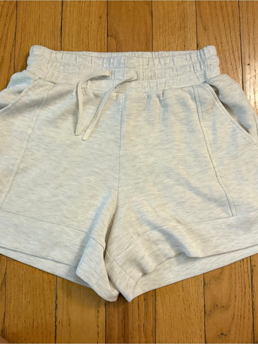 Varley Double Soft Shorts Small Cream Marl Atrium High Rise Sweats Lounge NWT